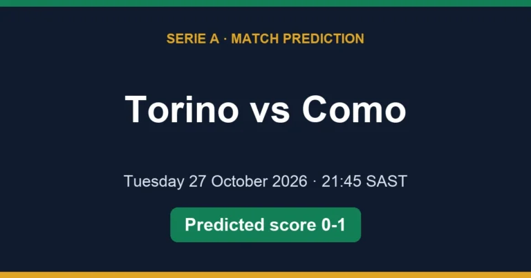 Torino vs Como prediction, Tuesday, 27 October 2026, 21:45 SAST